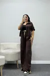 Kadın 2 İplik Çıtçıtlı Eşofman Takımı Açık Kahve