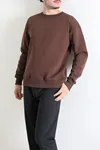 Bisiklet Yaka Şardonlu 3 İplik Erkek Sweat Açık Kahve