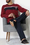 Süprem Baskılı Erkek Pijama Takımı Bordo