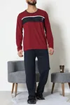 Süprem Baskılı Erkek Pijama Takımı Bordo