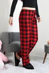 Kadın Desenli Süet Pijama Altı Kırmızı