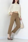 Kadın Dabıl Bağcıklı Pantolon Yağyeşili