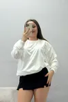 Kadın Baskılı 2 İplik Sweat Ekru