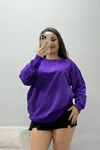 Kadın Baskılı 2 İplik Sweat Mor