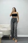 Kadın Puantiye Desenli Baggy Kot Pantolon Füme