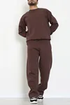 3 İplik Şardonlu Erkek Eşofman Takımı Kahve