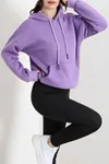 Kadın 3 İplik Kanguru Cepli Sweat Lila