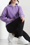 Kadın 3 İplik Kanguru Cepli Sweat Lila