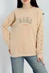 Kadın 3 İplik Bisiklet Yaka Sweat Bej Model TV-12726