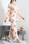 Kadın Süet 3'Lü Pijama Set Bej