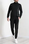 Dalgıç Biyeli Dik Yaka Erkek Eşofman Takımı Siyah