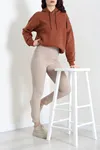 Kadın 3 İplik Kapşonlu Sweat Kiremit