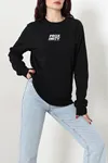 Kadın Baskılı Şardonlu Sweat Siyah