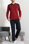 Süprem Nakışlı Erkek Pijama Takımı Bordo
