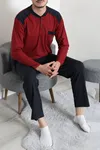Süprem Nakışlı Erkek Pijama Takımı Bordo