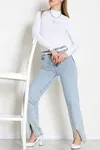 Kadın Yarım Balıkçı Yaka Dalgıç Body Beyaz