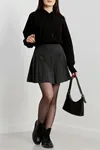 Kadın 3 İplik Kapşonlu Crop Sweat Siyah Model TV-21927