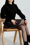 Kadın 3 İplik Kapşonlu Crop Sweat Siyah Model TV-21927