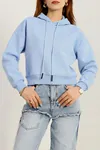 Kadın 3 İplik Kapşonlu Crop Sweat Bebemavi1