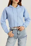 Kadın 3 İplik Kapşonlu Crop Sweat Bebemavi1