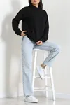 Kadın Kapşonlu 3 İplik Şardonlu Sweat Siyah