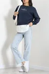 Kadın Nakışlı Şardonlu Sweat Lacivert