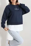 Kadın Nakışlı Şardonlu Sweat Lacivert