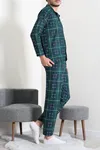 Düğmeli Süet Erkek Pijama Takımı Zümrüt