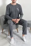 Süprem Ekose Erkek Pijama Takımı Füme