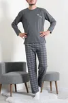 Süprem Ekose Erkek Pijama Takımı Füme