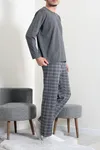 Süprem Ekose Erkek Pijama Takımı Füme