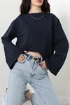 Kadın İki İplik Kimono Kol Sweat Lacivert