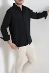 Oversize Dabıl Erkek Gömlek Siyah