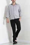 Oversize Dabıl Erkek Gömlek Gri