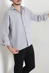 Oversize Dabıl Erkek Gömlek Gri