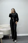 Kadın İki İplik Biyeli Eşofman Takımı Siyah