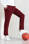 3 İplik Şardonsuz Erkek Eşofman Altı Bordo Model TV-96787