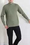 Erkek Erkak Yarım Balıkçı Yaka Triko Haki