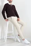 Yaka Garnili Erkek Triko Sweat Mürdüm
