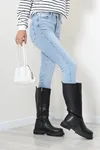 Kadın Kesik Paça Kot Pantolon Buz Mavi