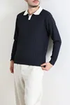 Yaka Garnili Erkek Triko Sweat Lacivert