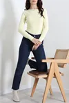Kadın Kayık Yaka Ribana Basic Body Sarı