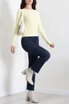 Kadın Kayık Yaka Ribana Basic Body Sarı