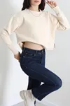 Kadın 3 İplik Penye Kompakt Şardonlu Sweat Bej