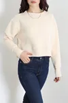 Kadın 3 İplik Penye Kompakt Şardonlu Sweat Bej