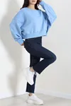 Kadın Oversize 3 İplik Şardonlu Sweat Bebemavi