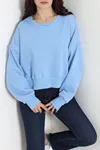 Kadın Oversize 3 İplik Şardonlu Sweat Bebemavi