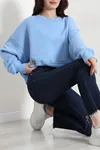 Kadın Oversize 3 İplik Şardonlu Sweat Bebemavi