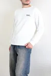 Bisiklet Yaka Baskılı Şardonlu 3 İplik Erkek Sweat Ekru