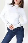 Kadın Parmak Geçmeli Body Beyaz
